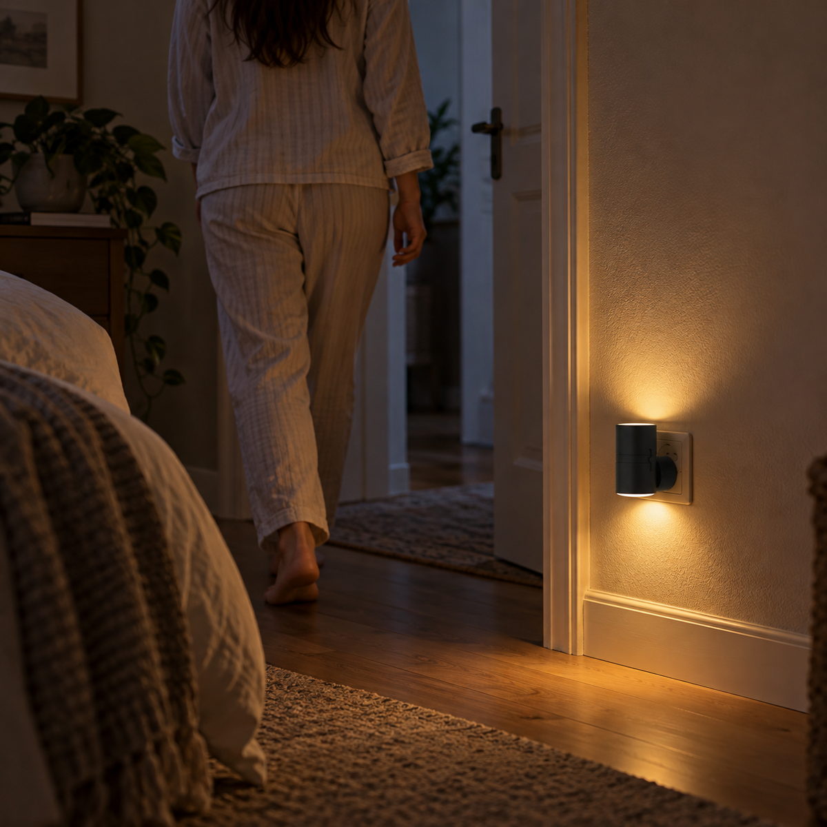 Lampara Veladora Led Dimerizable de Pared Plug-In Calida