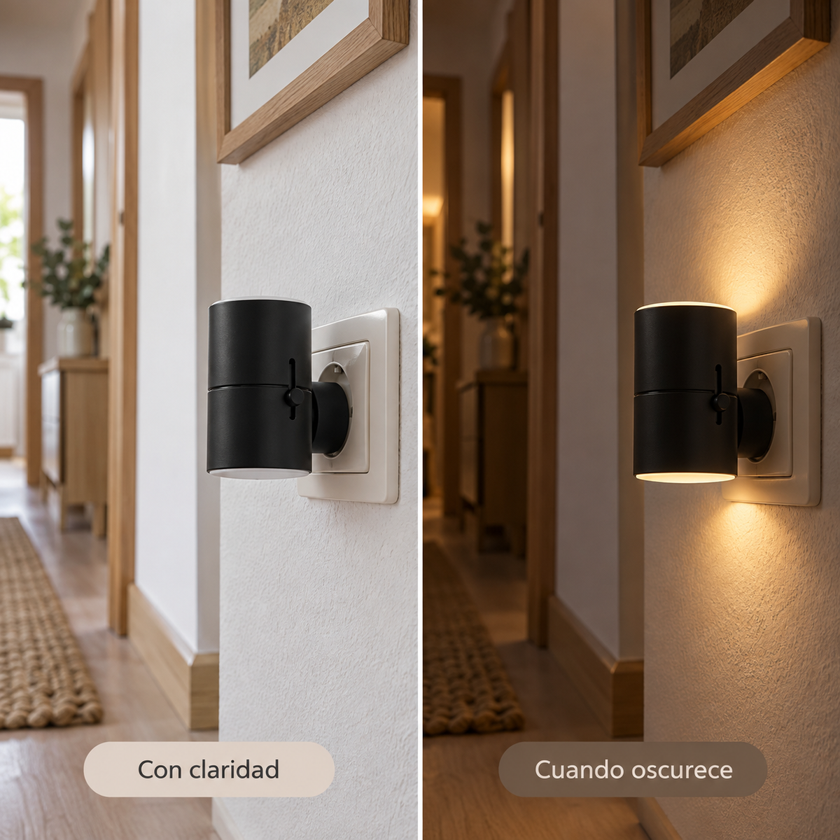 Lampara Veladora Led Dimerizable de Pared Plug-In Calida