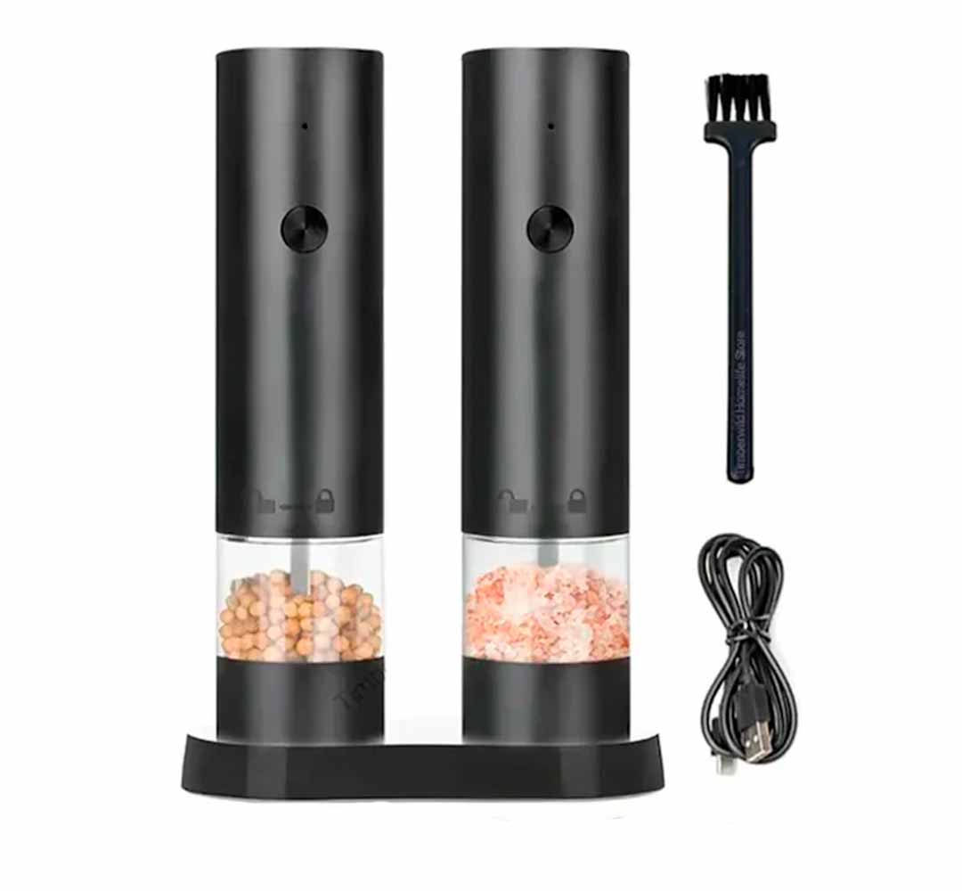 Set de 2 Molinillo Recargable Automatico con 4 Tipo Molienda