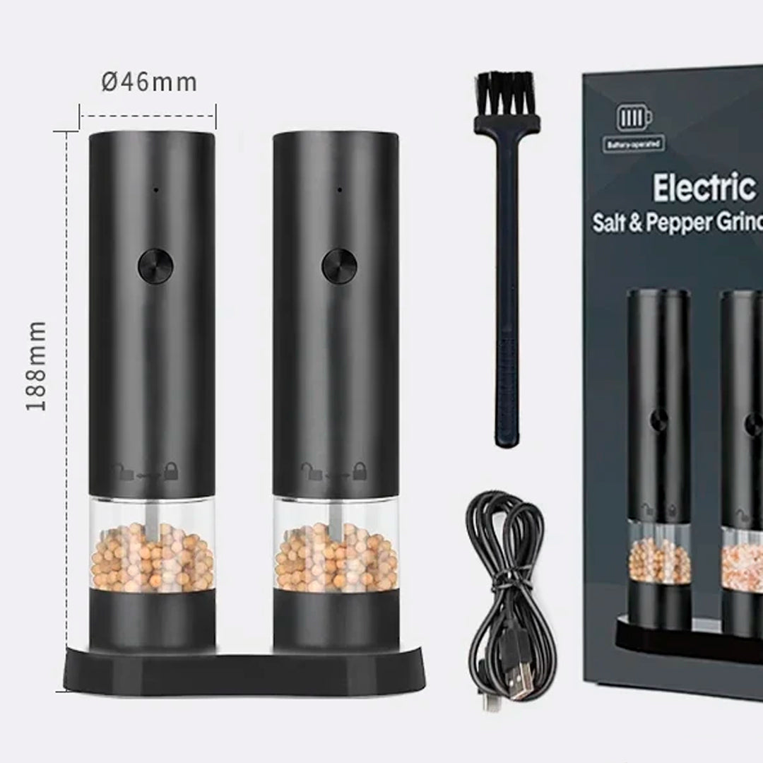 Set de 2 Molinillo Recargable Automatico con 4 Tipo Molienda