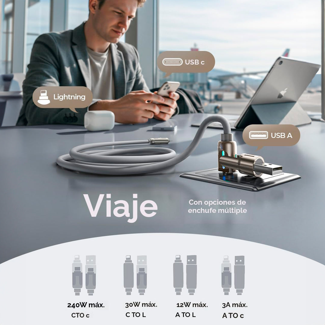 Cable LISEN Usb de 2mts Carga Rapida 4 en 1