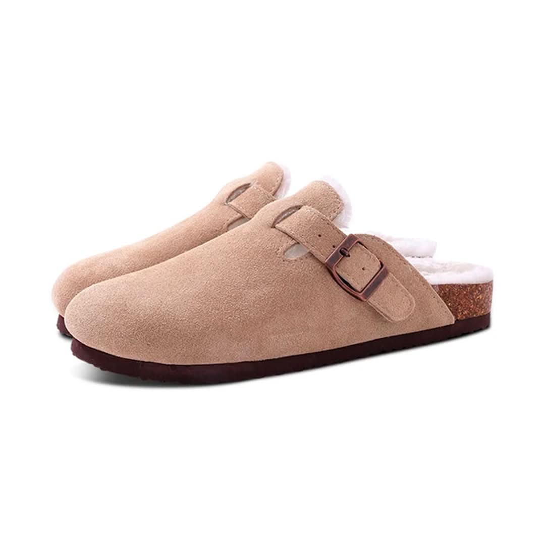 Zapatillas Clogs Fuzzy en Gamuza con Corderito