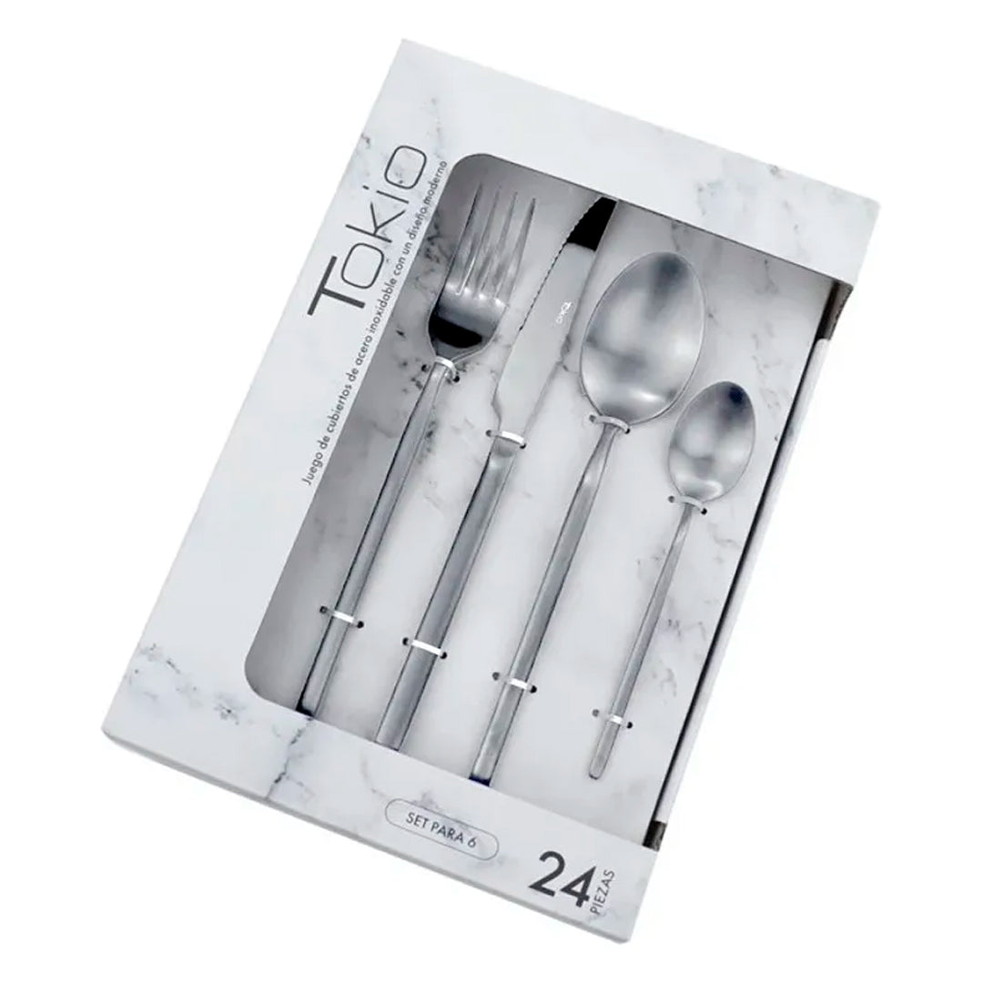 Set 24 Piezas de Cubiertos en Acero Inoxidable