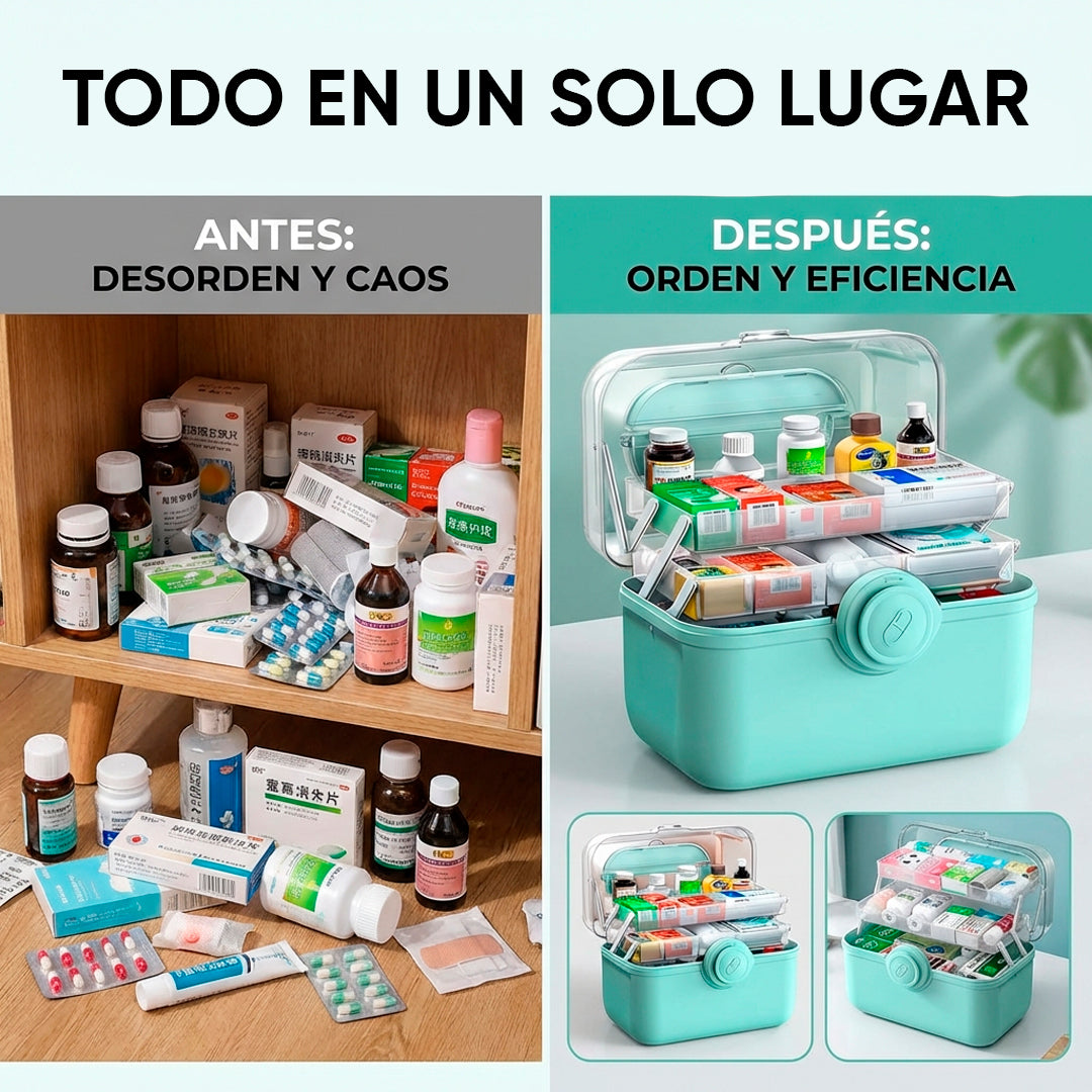 Contenedor Bucket Organizador de Medicamentos 3 Divisiones