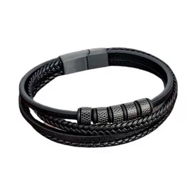 Pulsera de Cuero Trenzado con Apliques