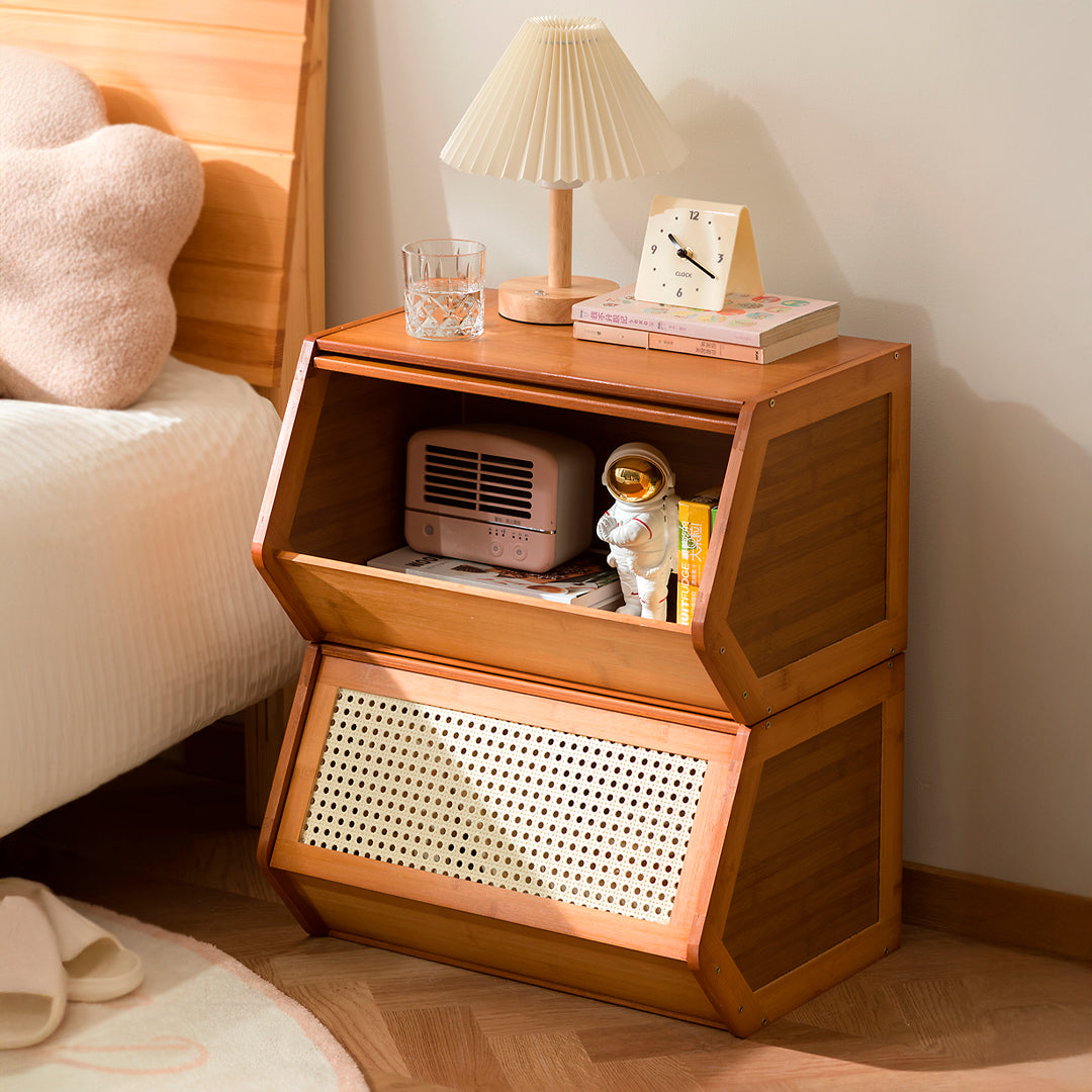 Canasto Apilable de Bambú con Puerta