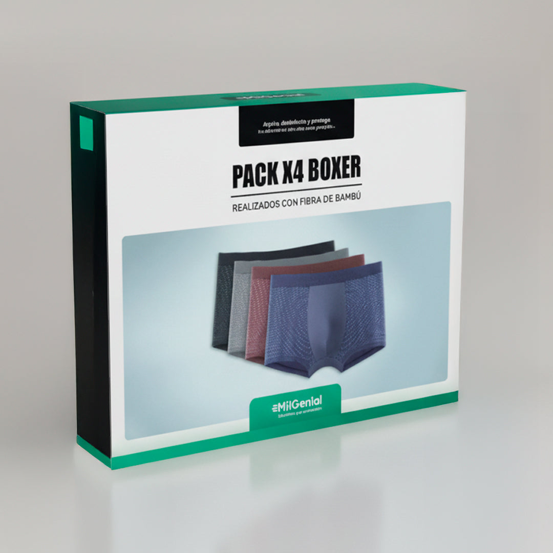 Pack de 4 Boxer de Fibra de Bambú MilGenial