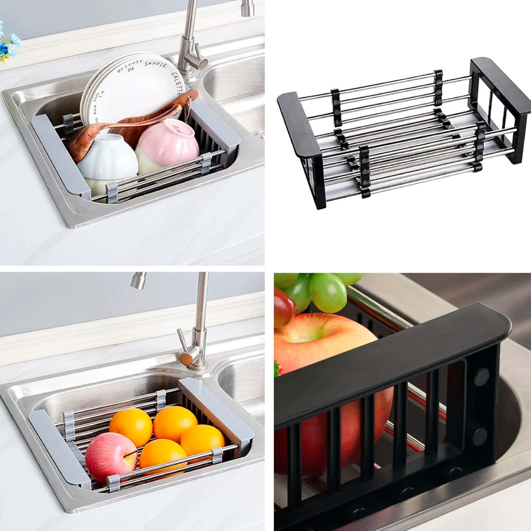 Escurridor Extensible de Acero y Plástico para Pileta