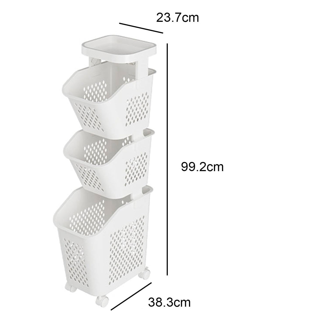 Organizador Apilable de Ropa con Tres Canastos y Ruedas
