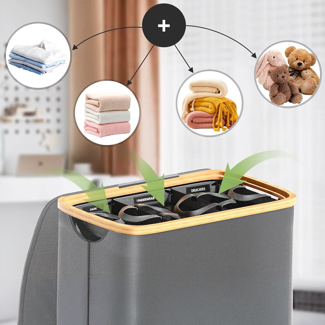 Cesto Organizador de Ropa 3 Divisiones Canastos Removibles