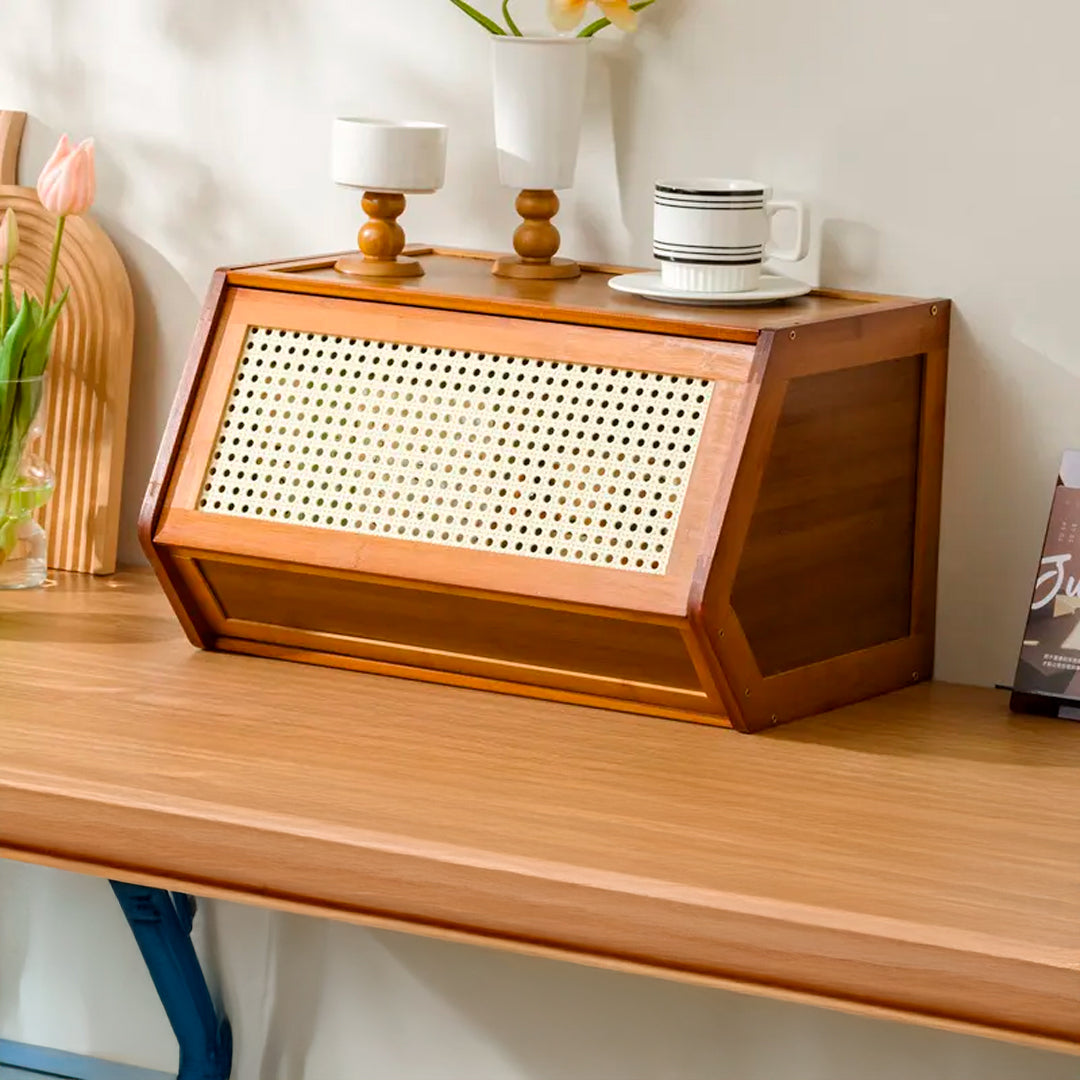 Canasto Apilable de Bambú con Puerta