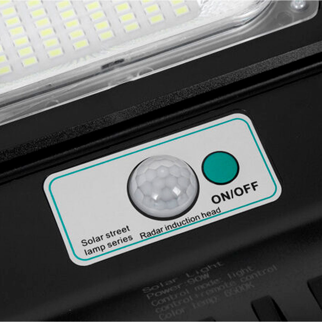 Foco Solar Led 90w Exterior con Sensor, Control y Soporte