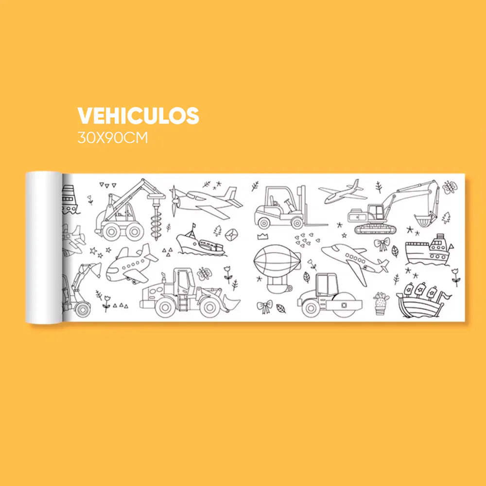 Pack de 5 Rollos de Dibujo Coloreable 5 Diseños