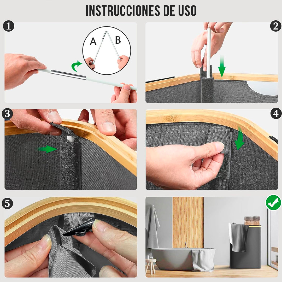 Cesto Organizador de Ropa 3 Divisiones Canastos Removibles