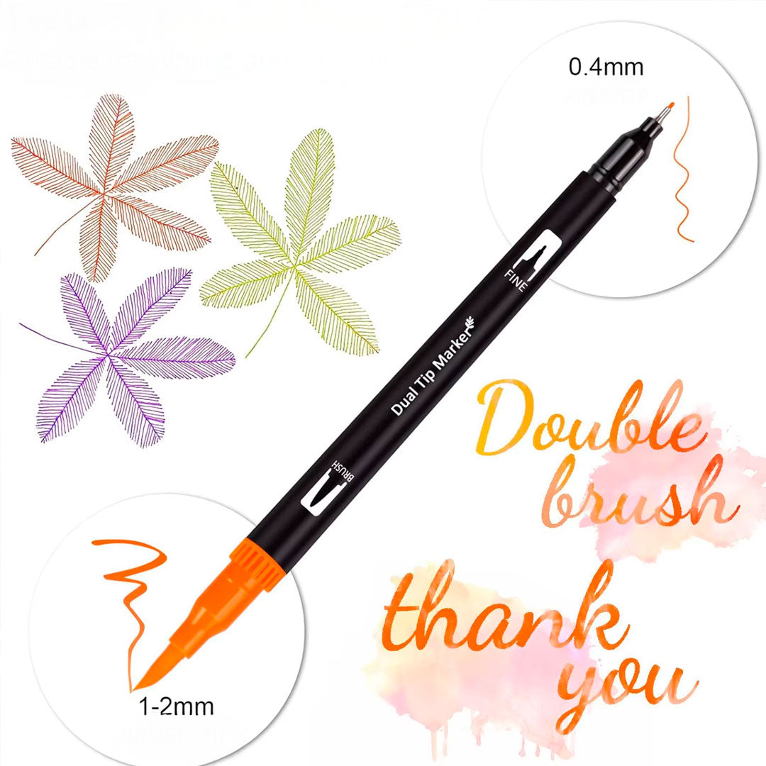 Juego de Marcadores Artisticos de Doble Pincel con Punta Fin