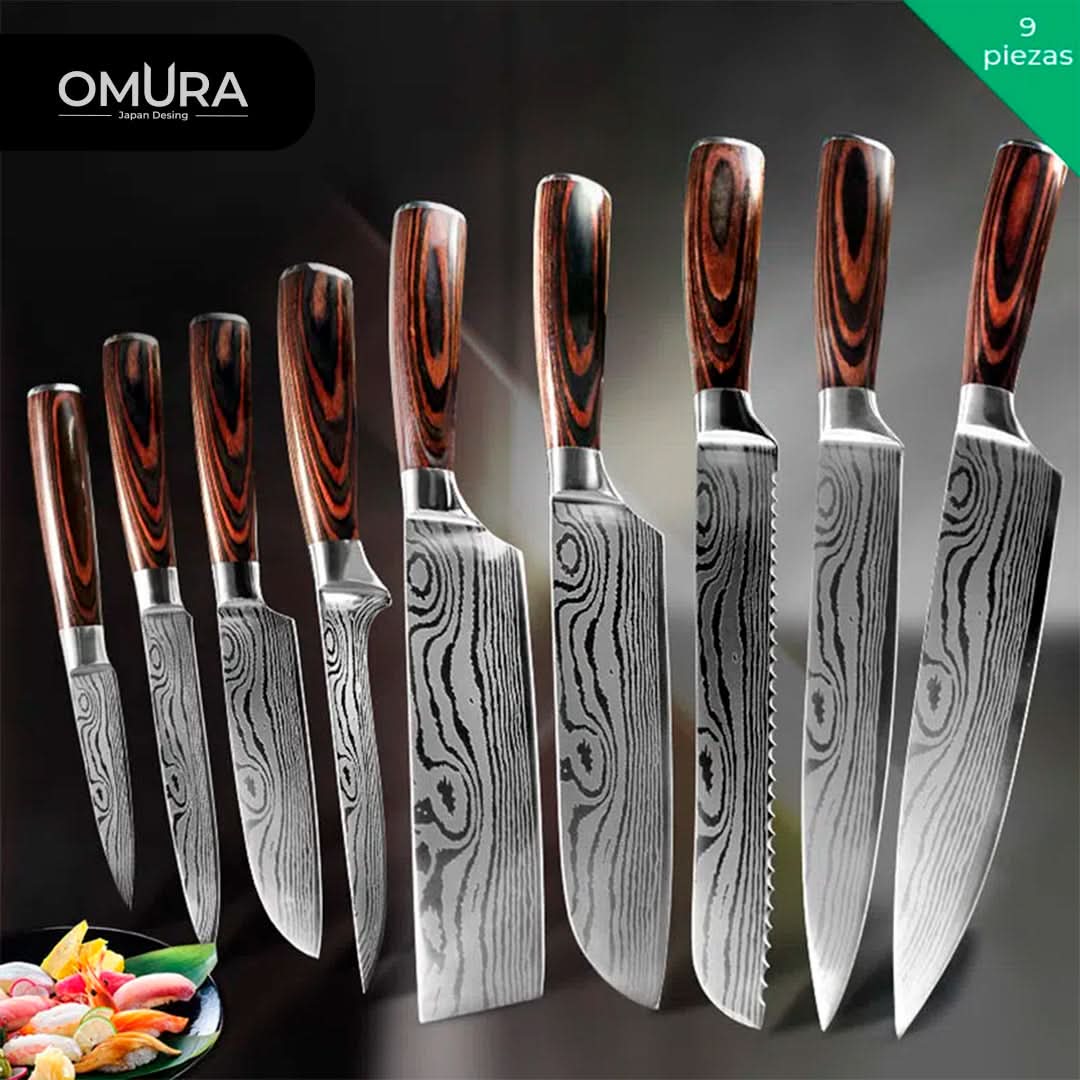 Set de 9 Cuchillos Omura para Cocina Modelo Omine