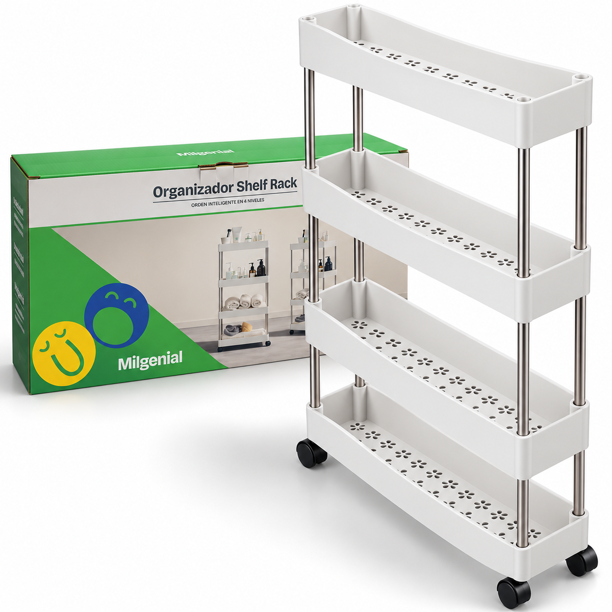 Organizador de 4 Estantes con Rueda Shelf Rack