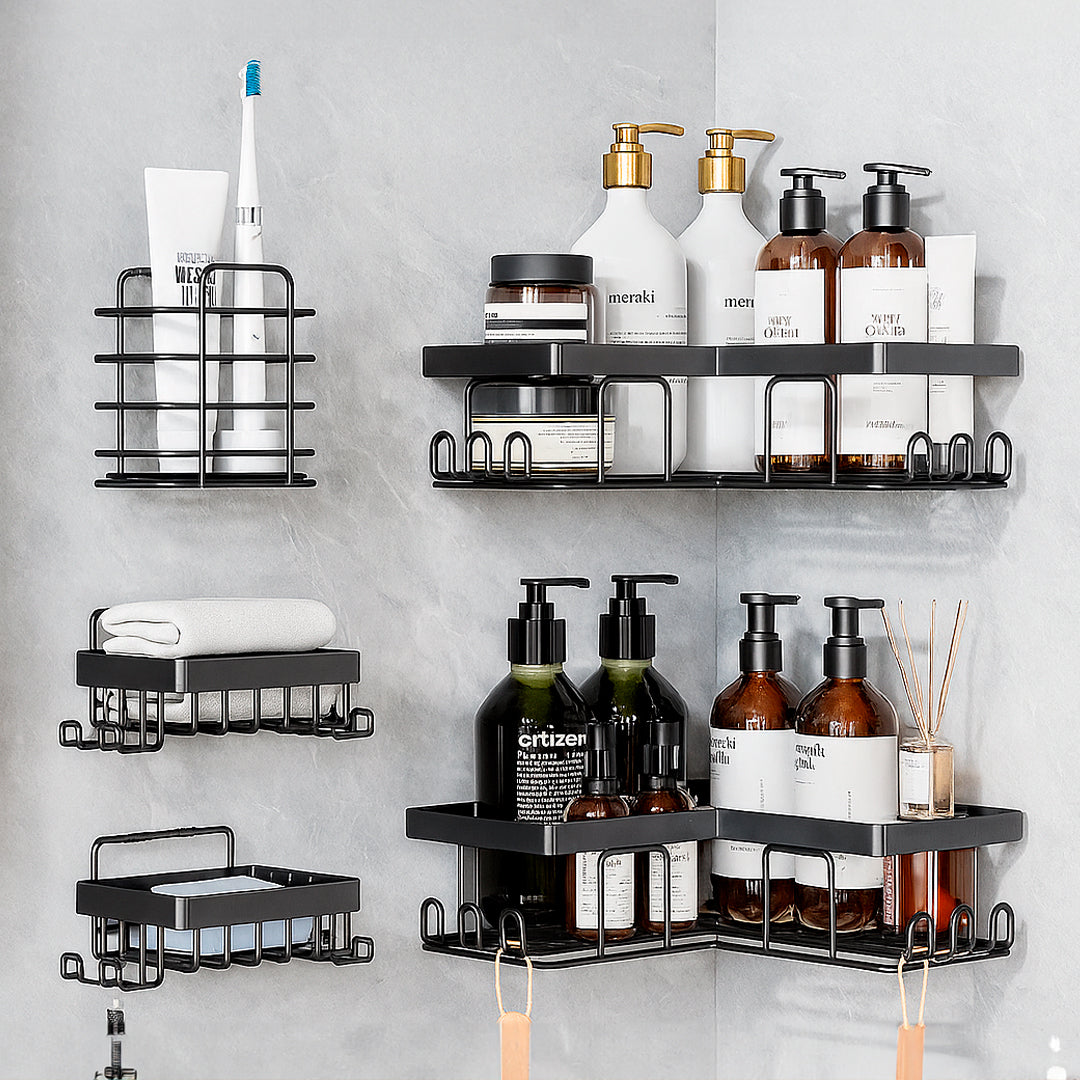 Set de 5 Estantes para Baño con Esquineros Autohadesivo