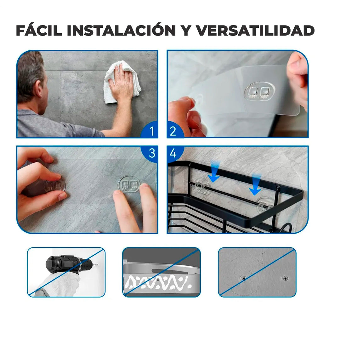 Set de 5 Estantes para Baño con Esquineros Autohadesivo