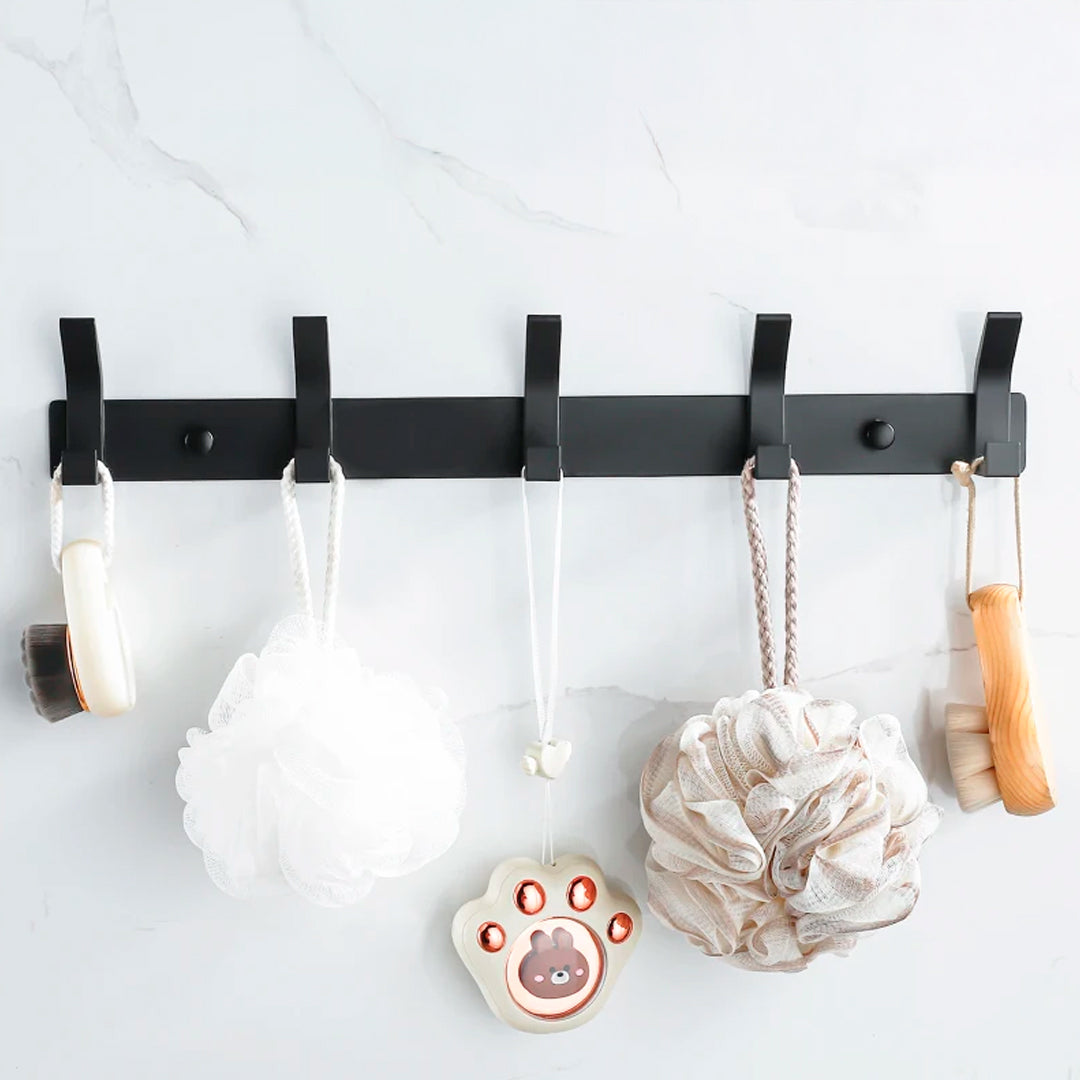 Set de 2 Perchero de Aluminio con 5 Ganchos Terminación Mate