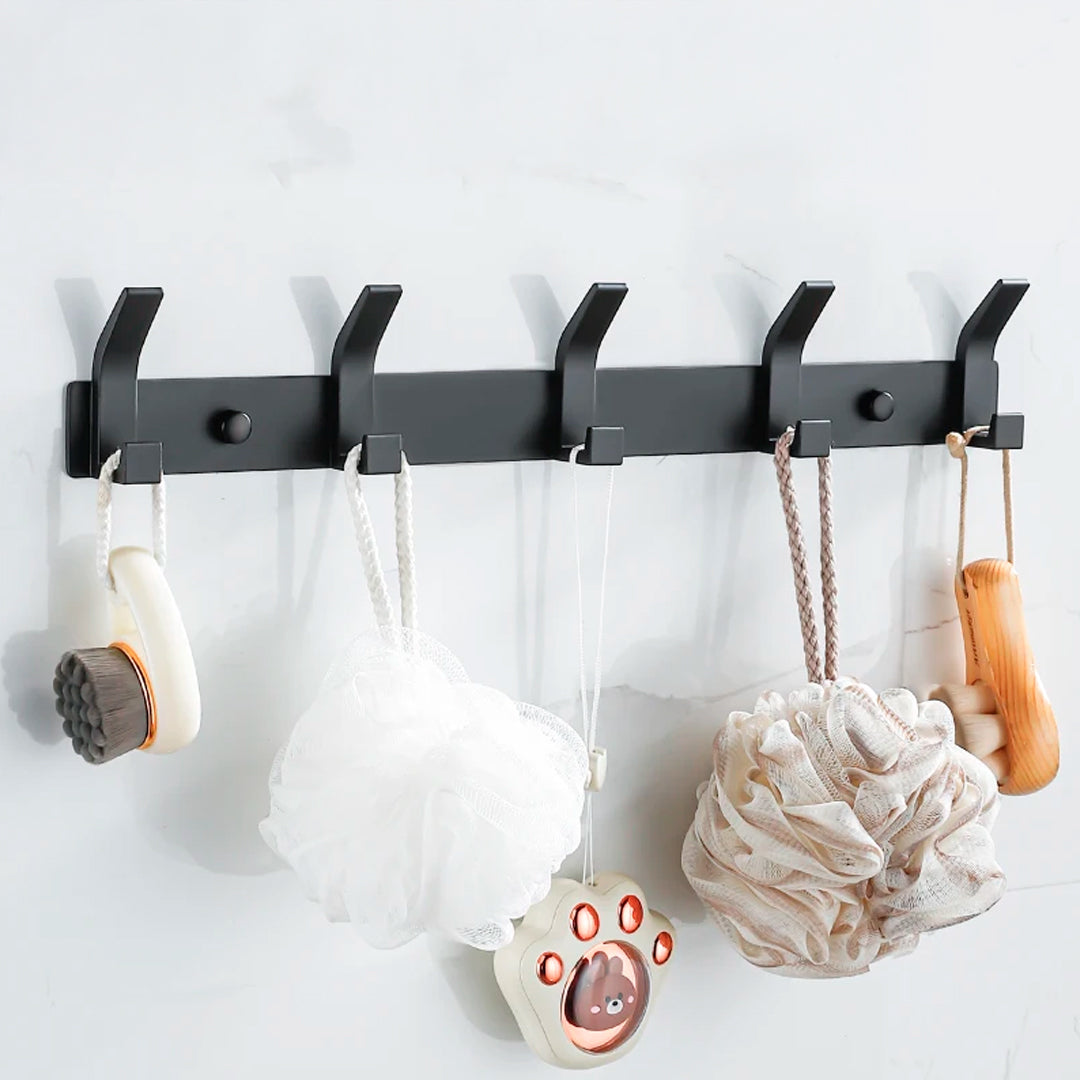 Set de 2 Perchero de Aluminio con 5 Ganchos Terminación Mate