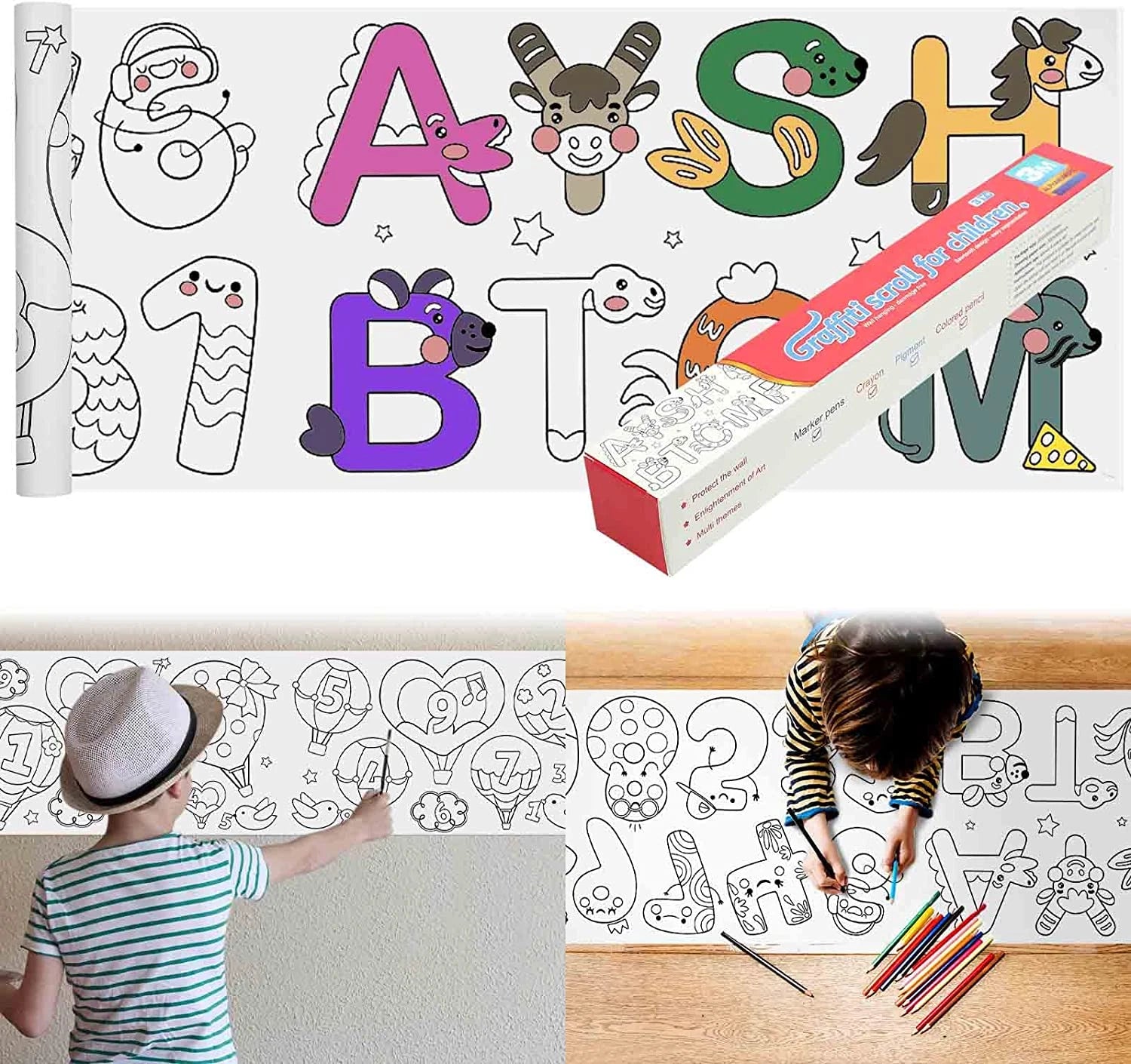 Pack de 5 Rollos de Dibujo Coloreable 5 Diseños