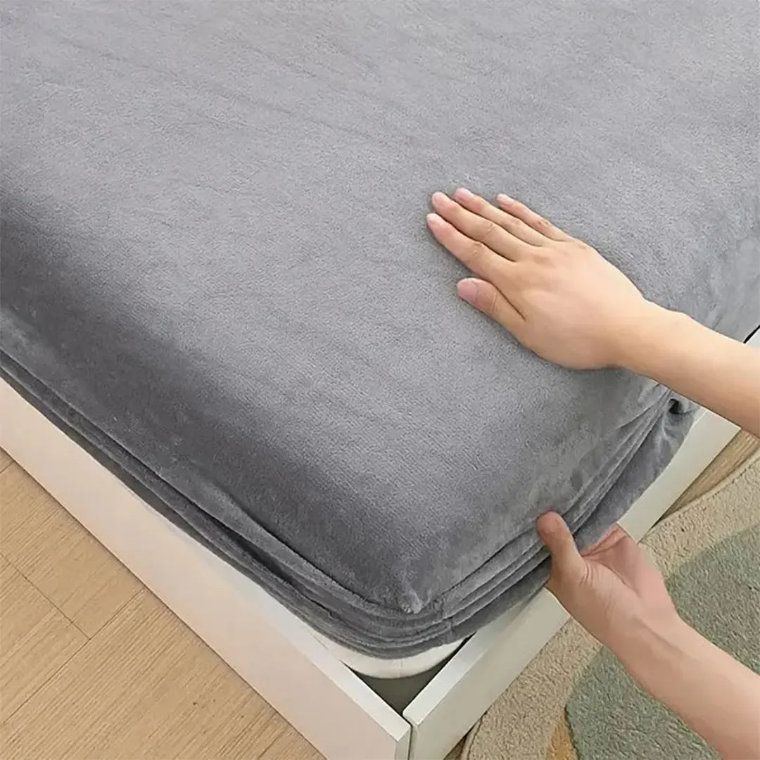 Sabana Bajera de Colchón Termica Terciopelo Con Fundas