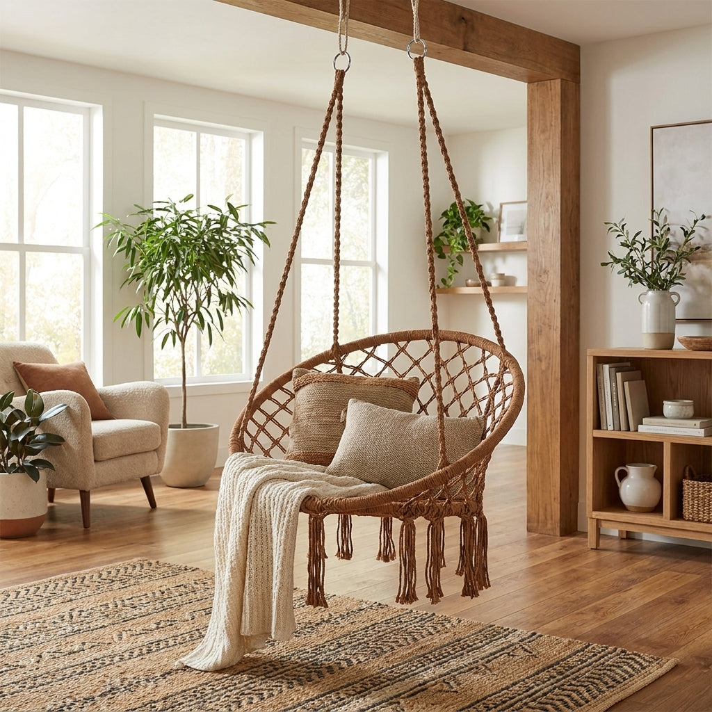 Silla Hamaca Colgante de Macramé