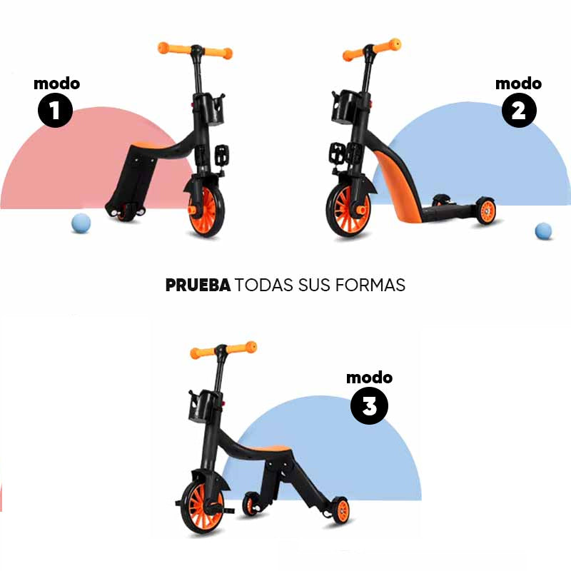Triciclo Monopatin 3 en 1 con Pedales