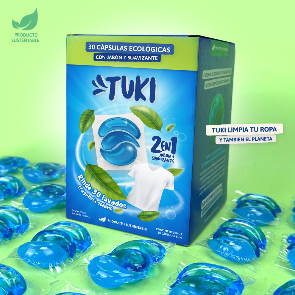 Capsulas Tuki Ecologicas para Lavado de Ropa Aroma Oceano