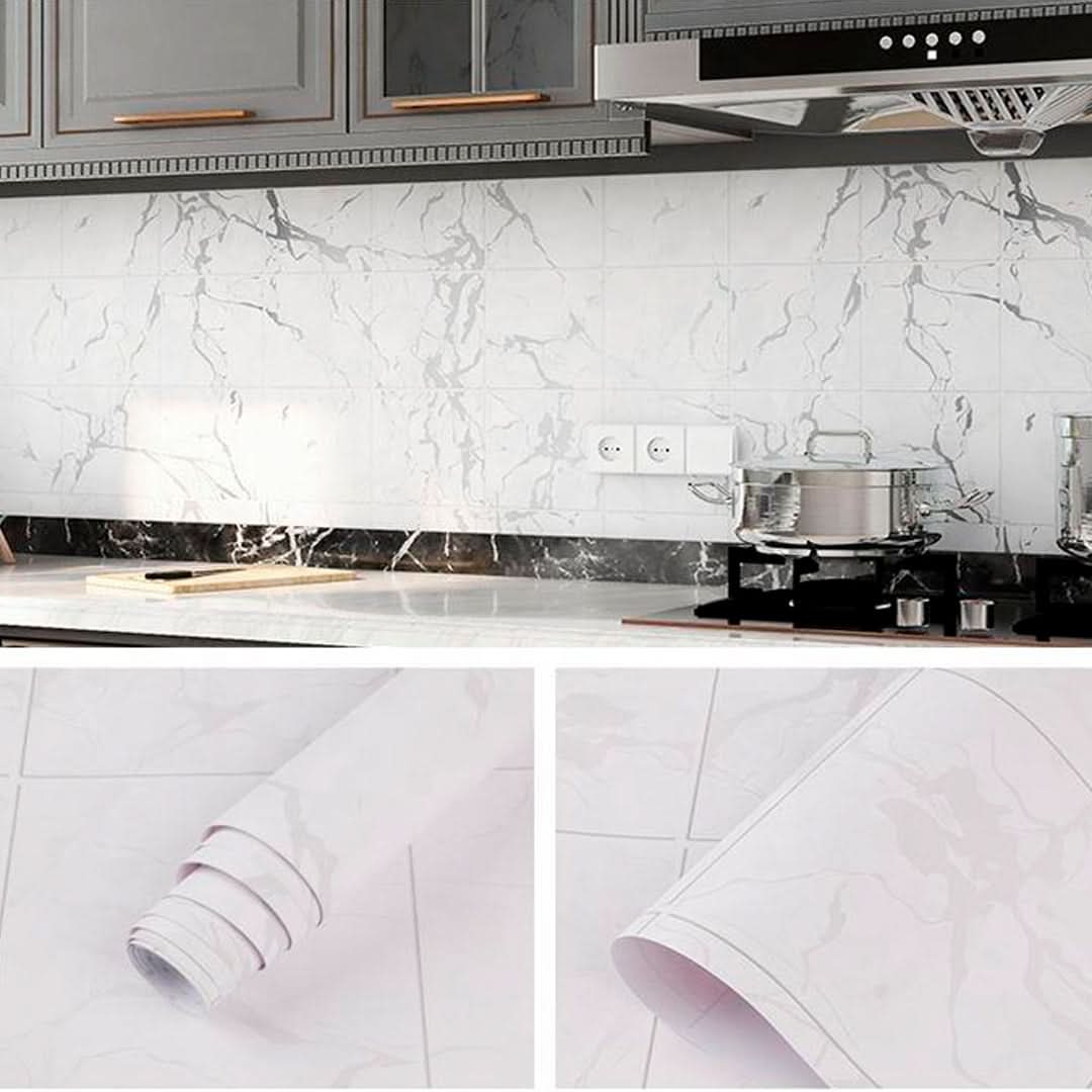 Papel Adhesivo Simil Marmol Impermeable Milhome 10mts