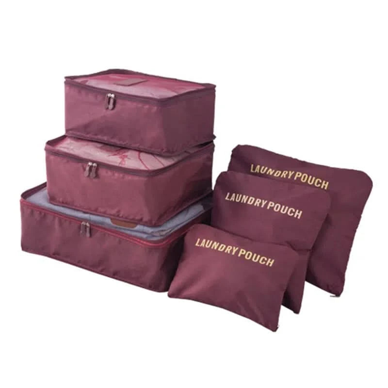 Set de 6 Bolsas Organizadoras para Viajes Varios Tamaños