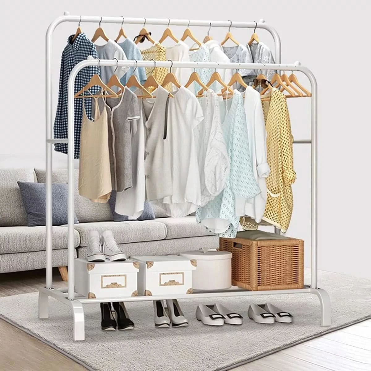 Perchero Multifuncional Doble con Zapatera