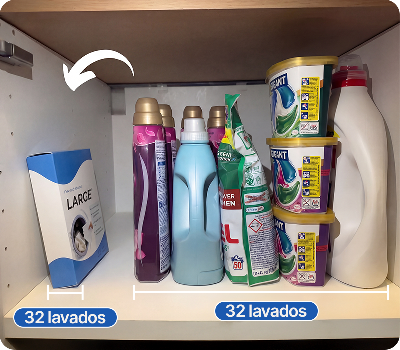 32 Hojas de Detergente Jabon ecológico para ropa LARGE