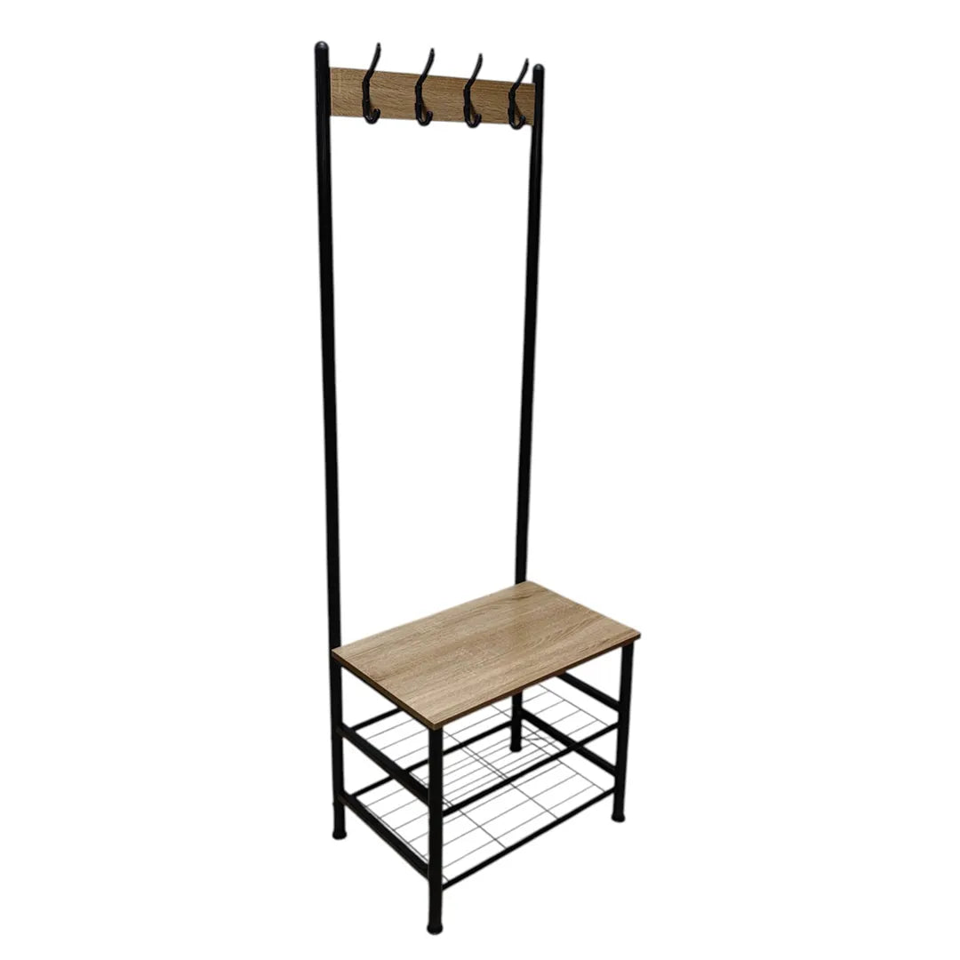 Perchero Zapatera con 3 Estantes de Hierro y Mdf