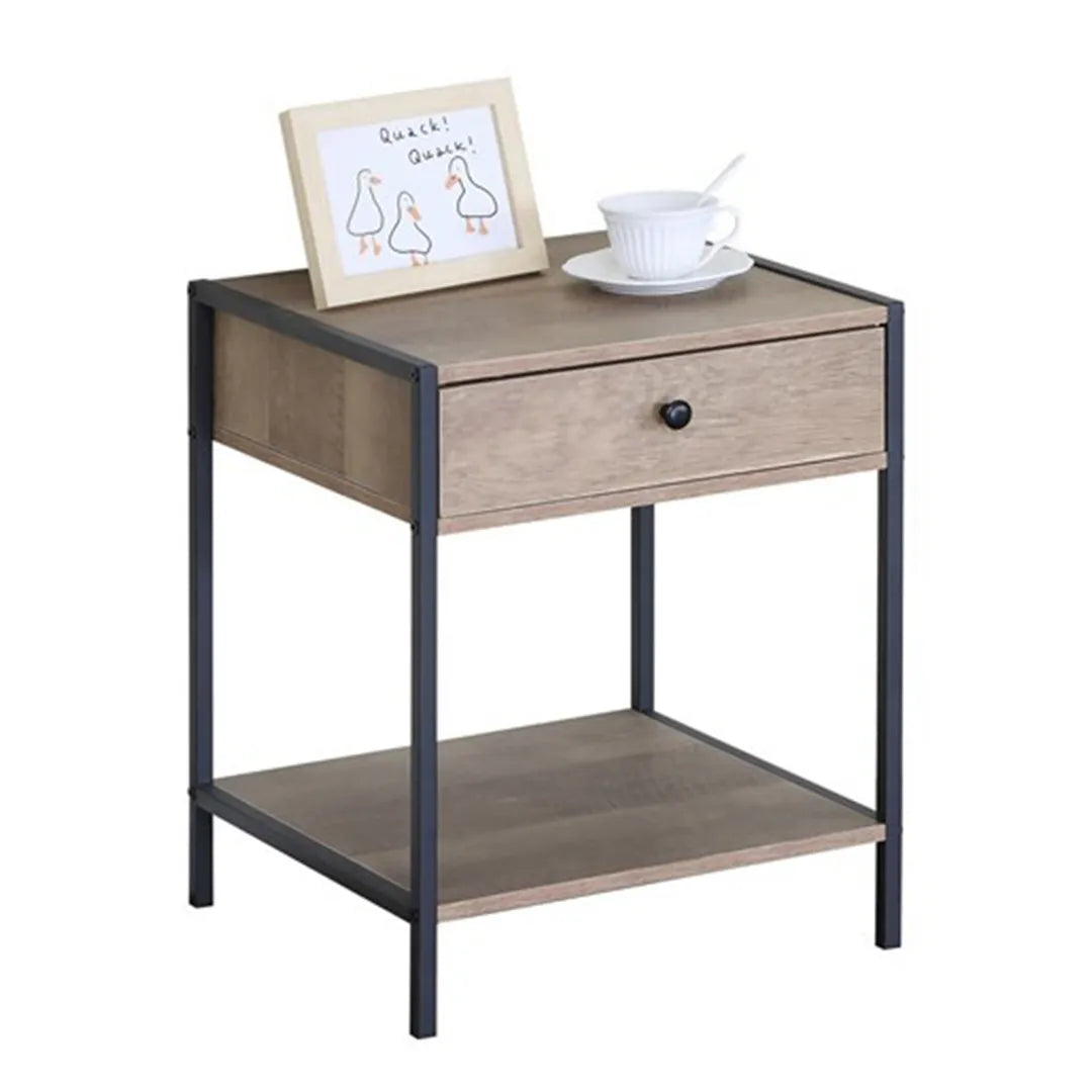 Mesa de Luz de Hierro y mdf Desarmable con 1 Cajon