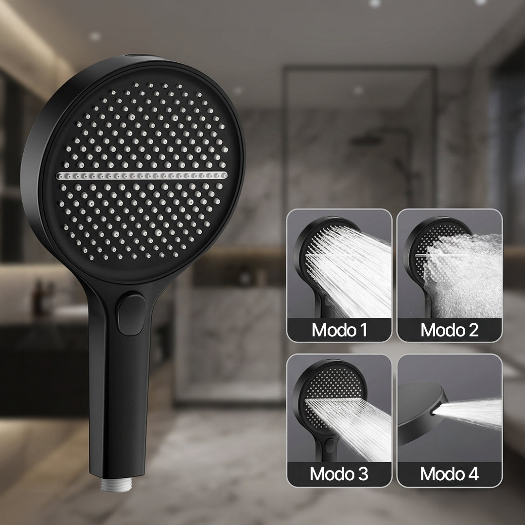 Cabezal de Ducha Eco Flow con 4 Modos Negro