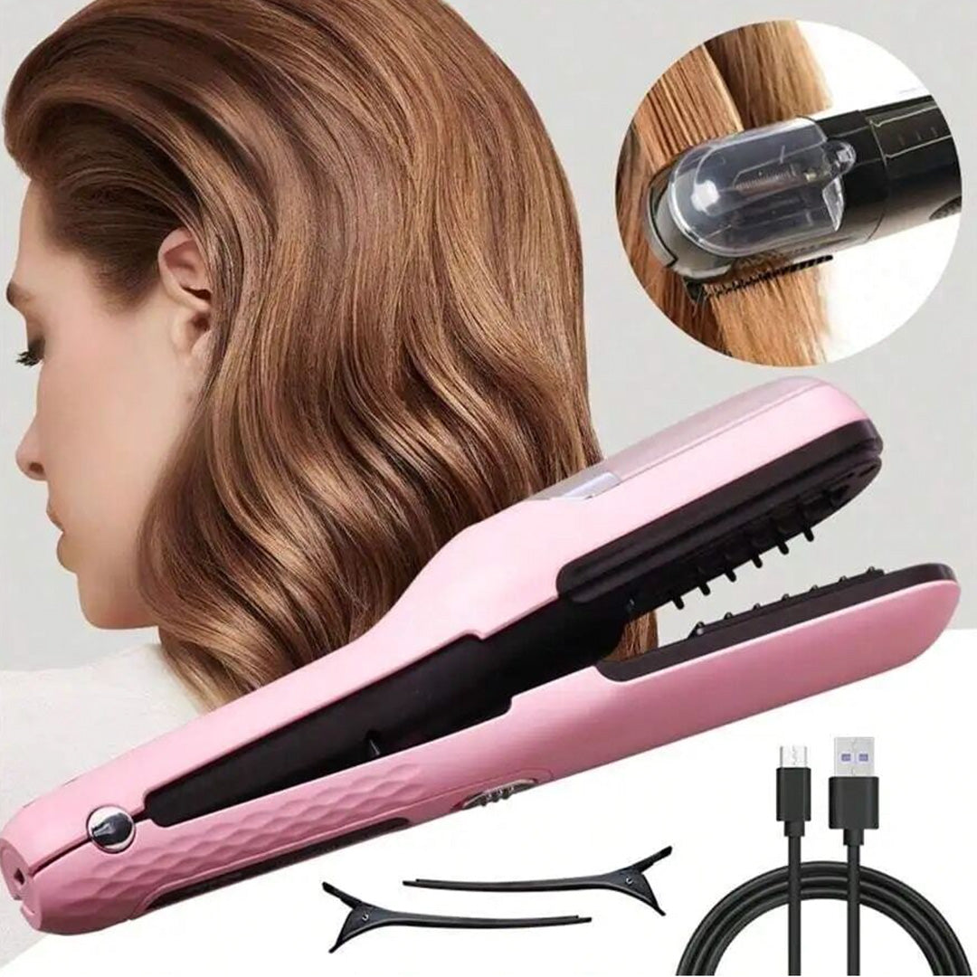 Plancha de Pelo con Recortado de Puntas Abiertas Rosa