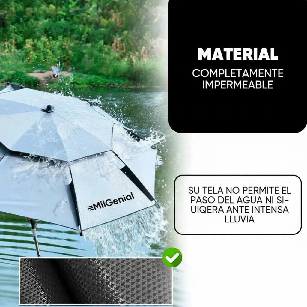 Sombrilla de Acero 360° con Protección Solar y Estaca