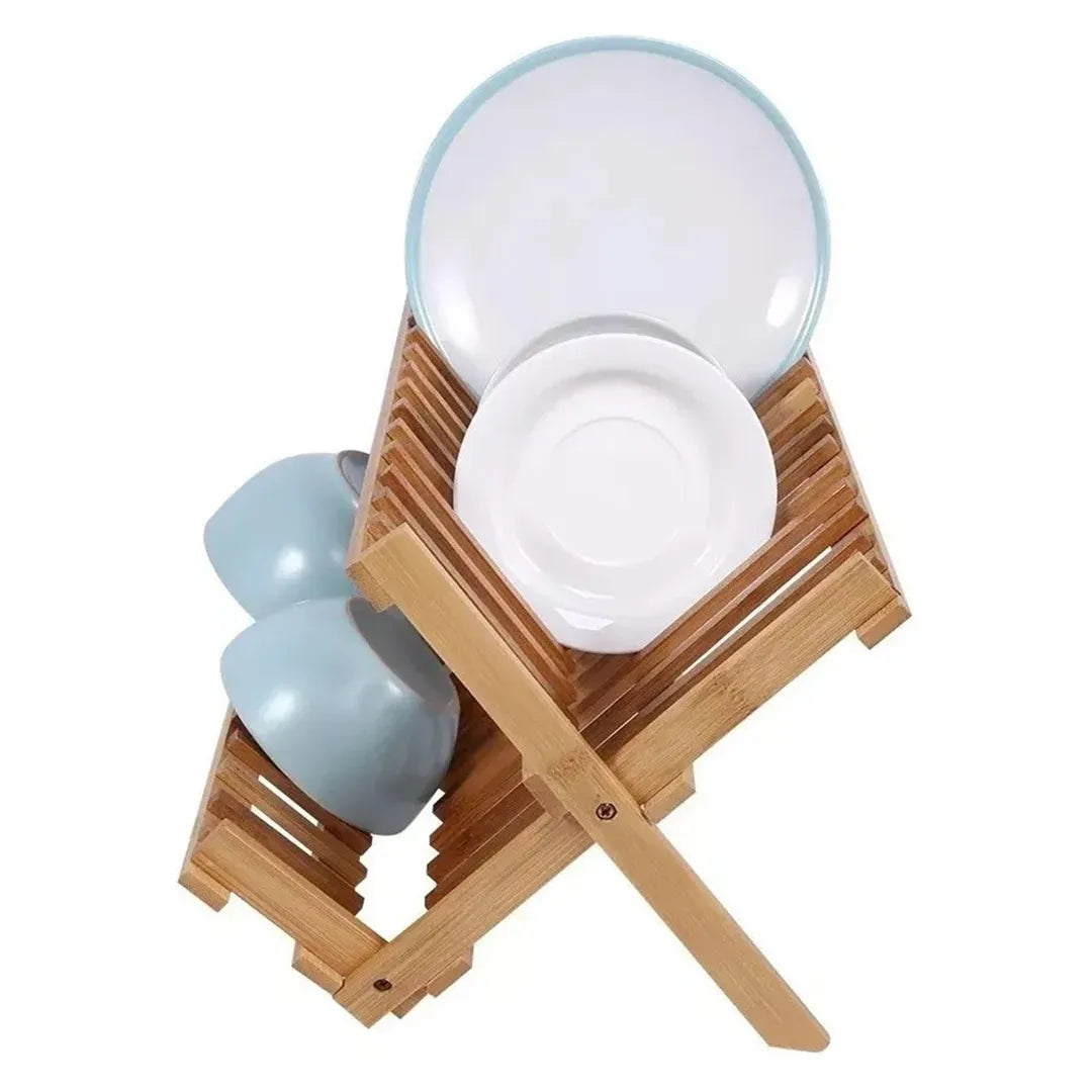 Organizador Escurridor de Vajilla de Bambú Plegable