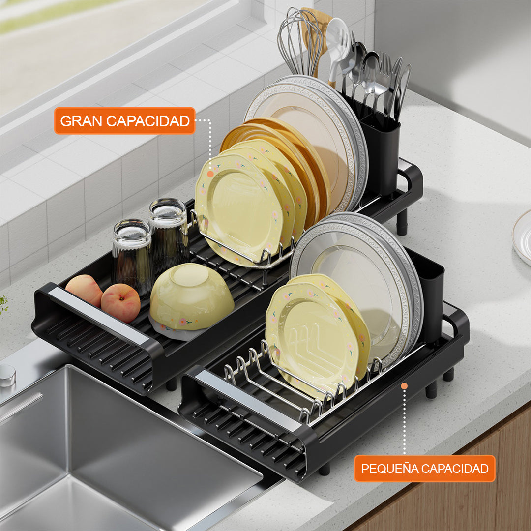 Escurridor Extensible con Desagüe y Porta Cubiertos