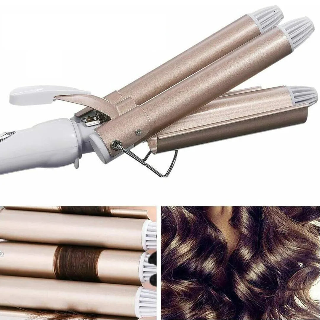 Rizadores de Pelo Profesional Cerámica Triple Rodillo