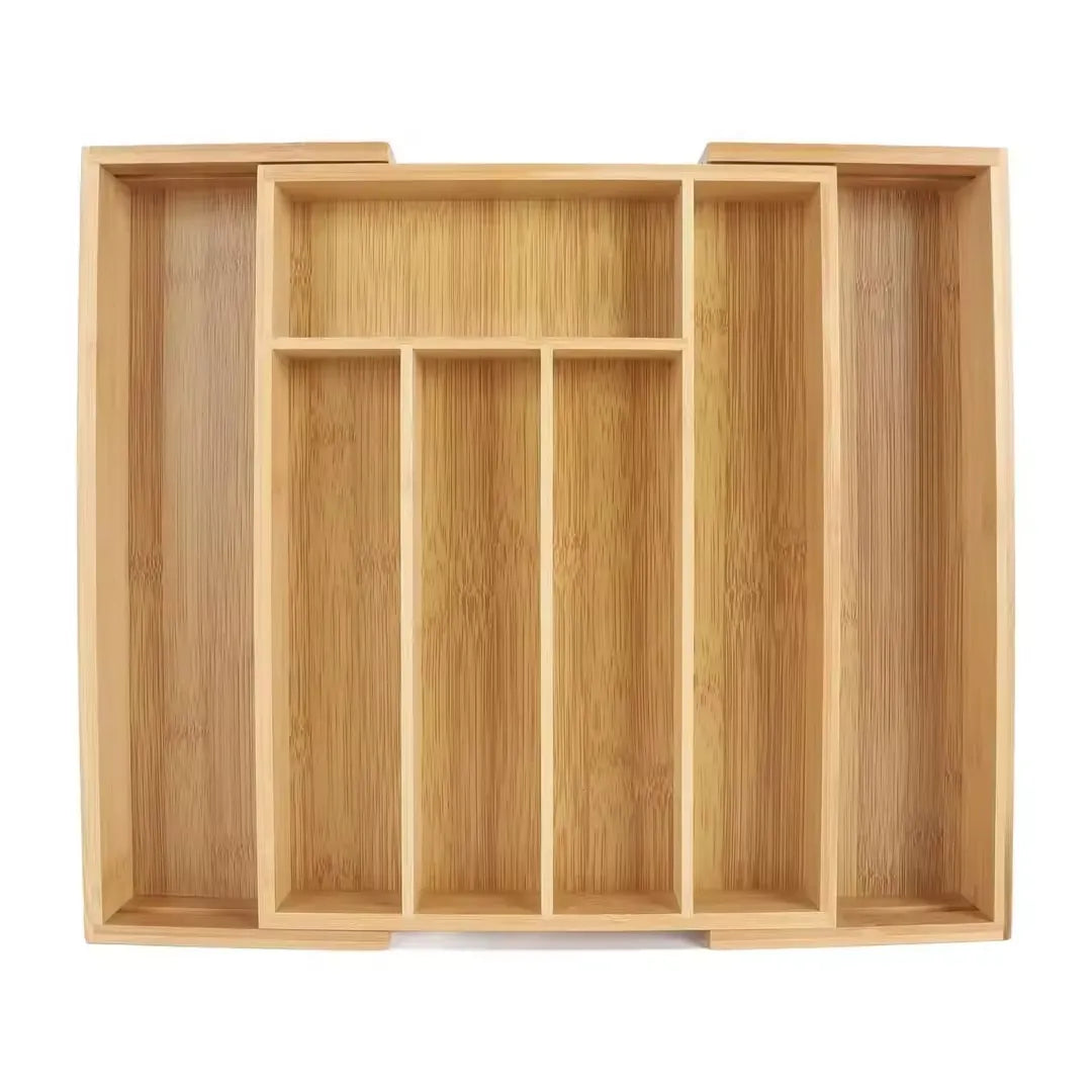 Organizador multifuncional extensible de bambú detalle – Milgenial Uruguay