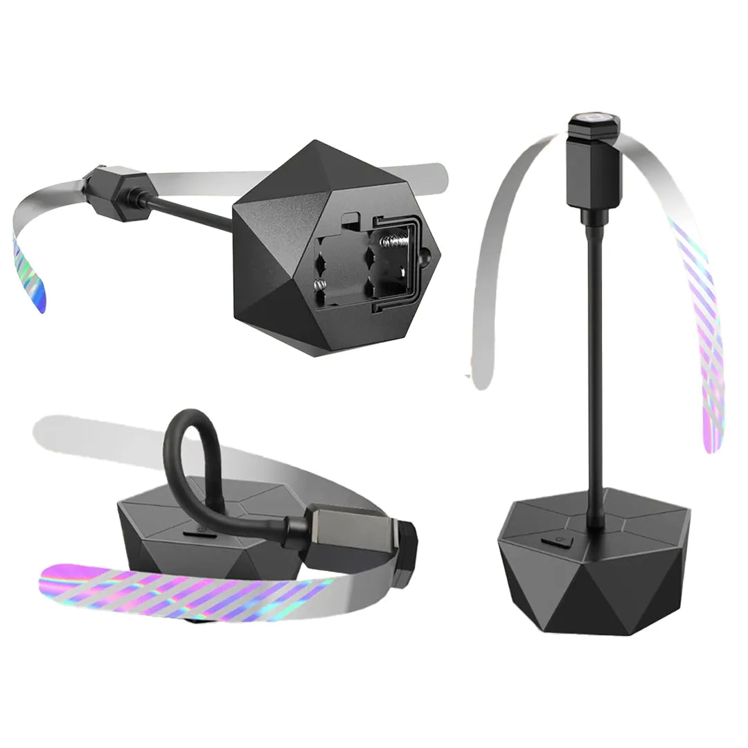 Ventilador Repelente de Moscas con Aspas Holográficas