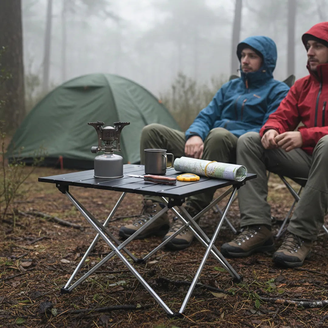 Mesa de comedor plegable de acero al carbono para Camping