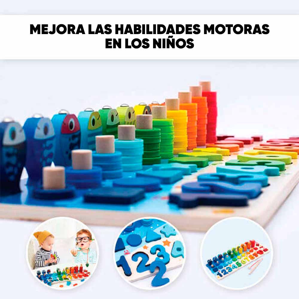 Juguete Educativo De Madera Niños Tablero Matemáticas Pesca