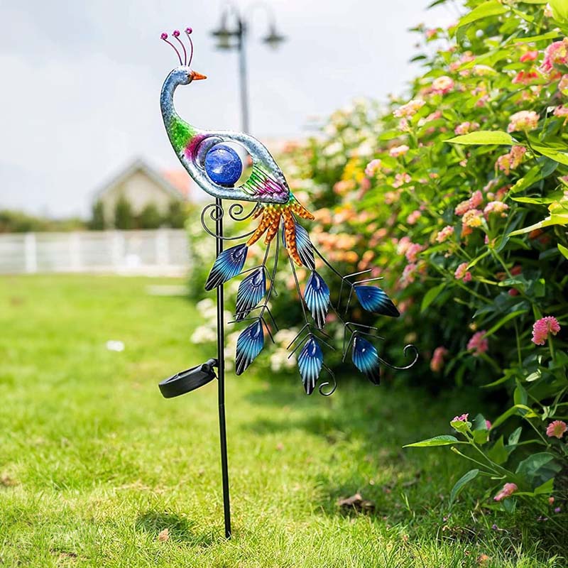 Adorno Pavo Real Led para Jardín con Panel Solar