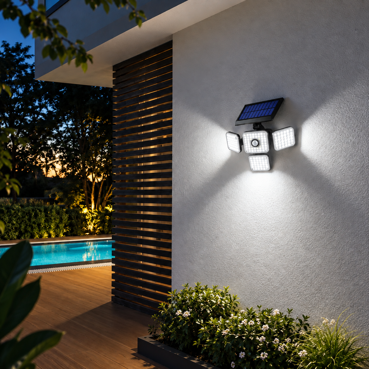 Foco con Panel Solar con 4 Focos Extensible