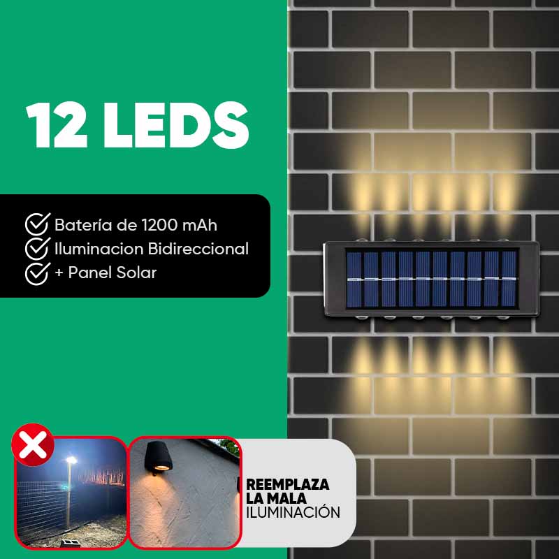 Pack de 2 Luces Solares Calidas con 12 Leds para exterior