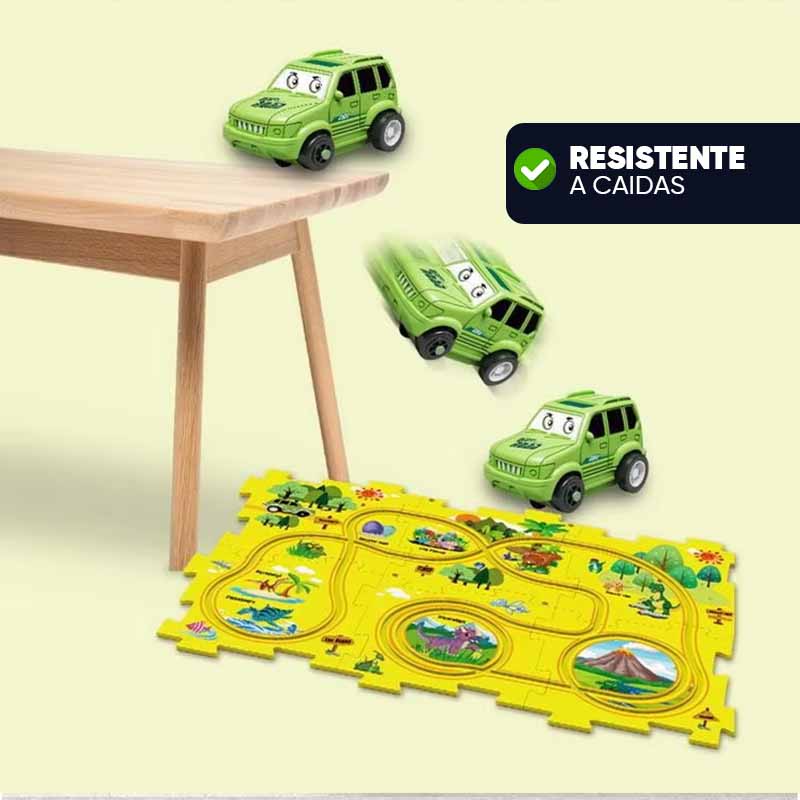 Juego de Pistas de Rompecabezas con Carrito Eléctrico